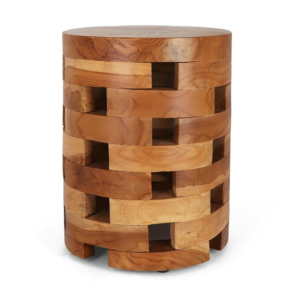 Belari Chteau Round Teak Stool - Teak End Table