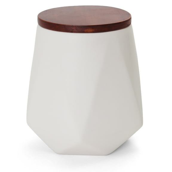 Belari Faceted Storage Canister - Food Storage Container for Kitchen Organization - Ceramic Kitchen Storage Containers - Kitchen Canisters - Kitchen Counter Organizers and Storage (Large, White)