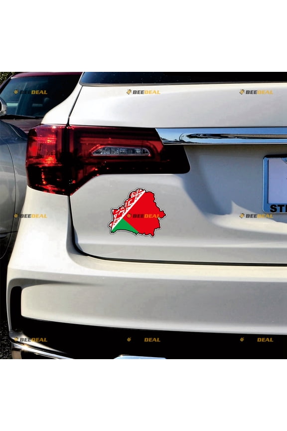 Belarus Flag Map Car Magnet Magnetic Sticker Decal - 2 Pack Reflective 4" - for Truck Door Fridge Reusable Waterproof