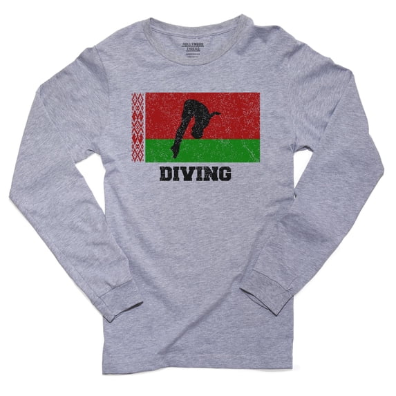 Belarus Olympic - Diving - Flag - Silhouette Men's Long Sleeve Grey T-Shirt