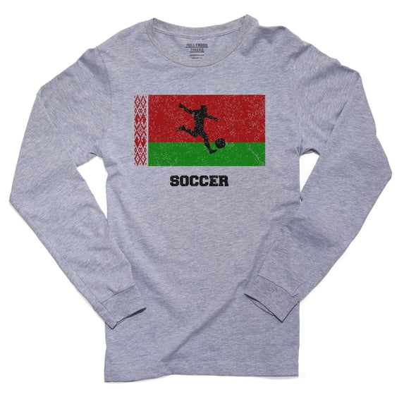 Belarus Olympic - Soccer - Flag - Silhouette Men's Long Sleeve Grey T-Shirt