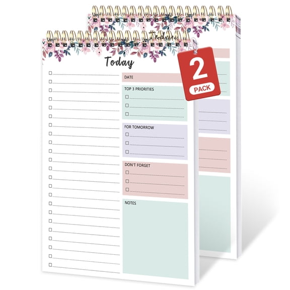 CICPAP Undated Daily To Do List Notepad, Time Management Goal Planner Notebook, Spiral Task Checklist Organizer, Priority Planner with Notes & Reminders, 52 Sheets, Work Office Home School