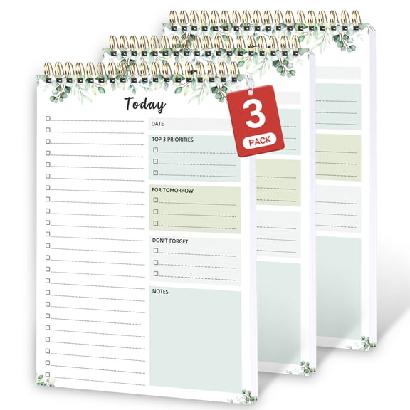 CICPAP Undated Daily To Do List Notepad, Time Management Goal Planner Notebook, Spiral Task Checklist Organizer, Priority Planner with Notes & Reminders, 52 Sheets, Work Office Home School