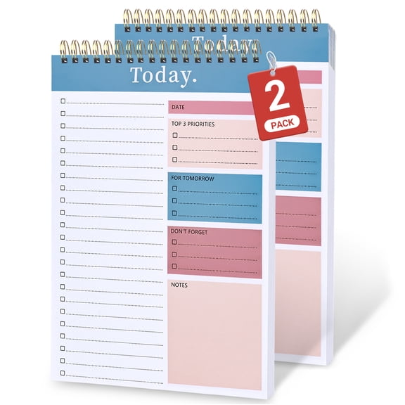 CICPAP Undated Daily To Do List Notepad, Time Management Goal Planner Notebook, Spiral Task Checklist Organizer, Priority Planner with Notes & Reminders, 52 Sheets, Work Office Home School
