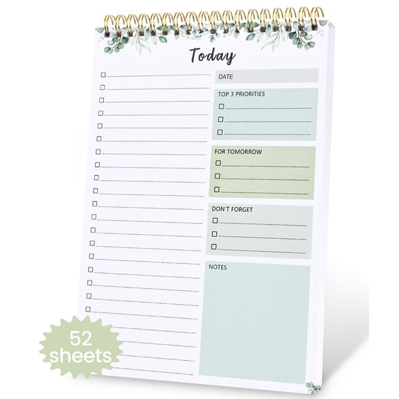 CICPAP Undated Daily To Do List Notepad, Time Management Goal Planner Notebook, Spiral Task Checklist Organizer, Priority Planner with Notes & Reminders, 52 Sheets, Work Office Home School