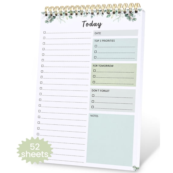 CICPAP Daily To Do List Notepad, Spiral Checklist Organizer, 52 Sheets ...