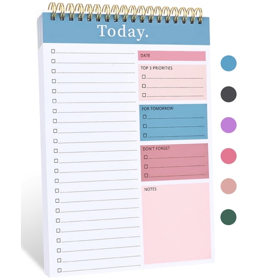 Belatt Undated Daily To Do List Notepad, Time Management Goal Planner Notebook, Spiral Task Checklist Organizer, Priority Planner with Notes & Reminders, 52 Sheets, Work Office Home School