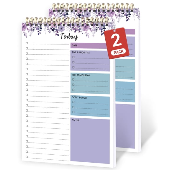 CICPAP Undated Daily To Do List Notepad, Time Management Goal Planner Notebook, Spiral Task Checklist Organizer, Priority Planner with Notes & Reminders, 52 Sheets, Work Office Home School