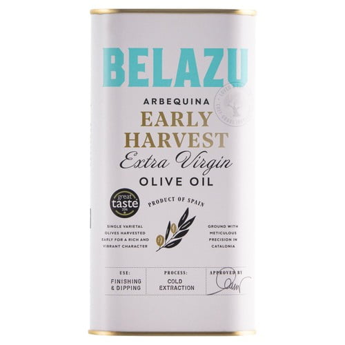 Belazu Early Harvest Extra Virgin Olive Oil Tin 1L, British Import (Pack of 2)