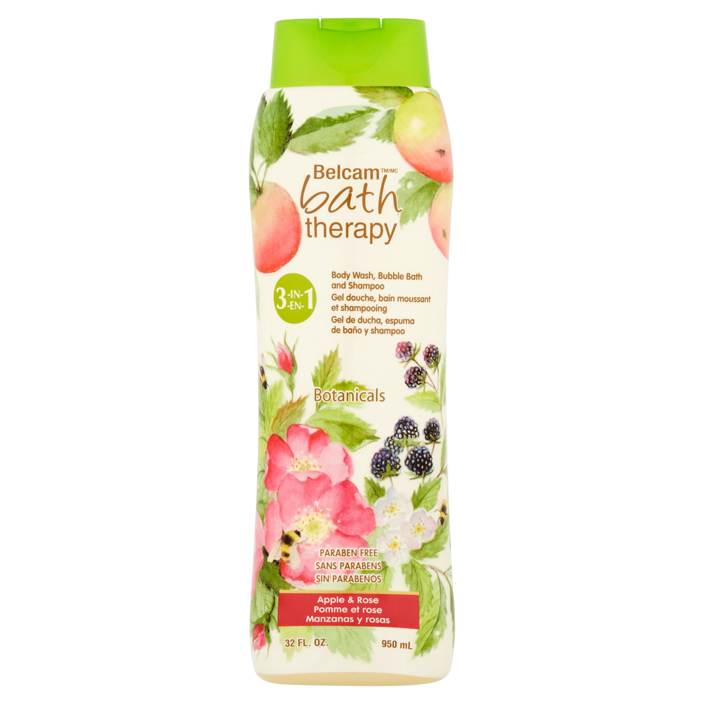 Belcam Bath Therapy Apple & Rose 3in1 Body Wash, Bubble Bath and