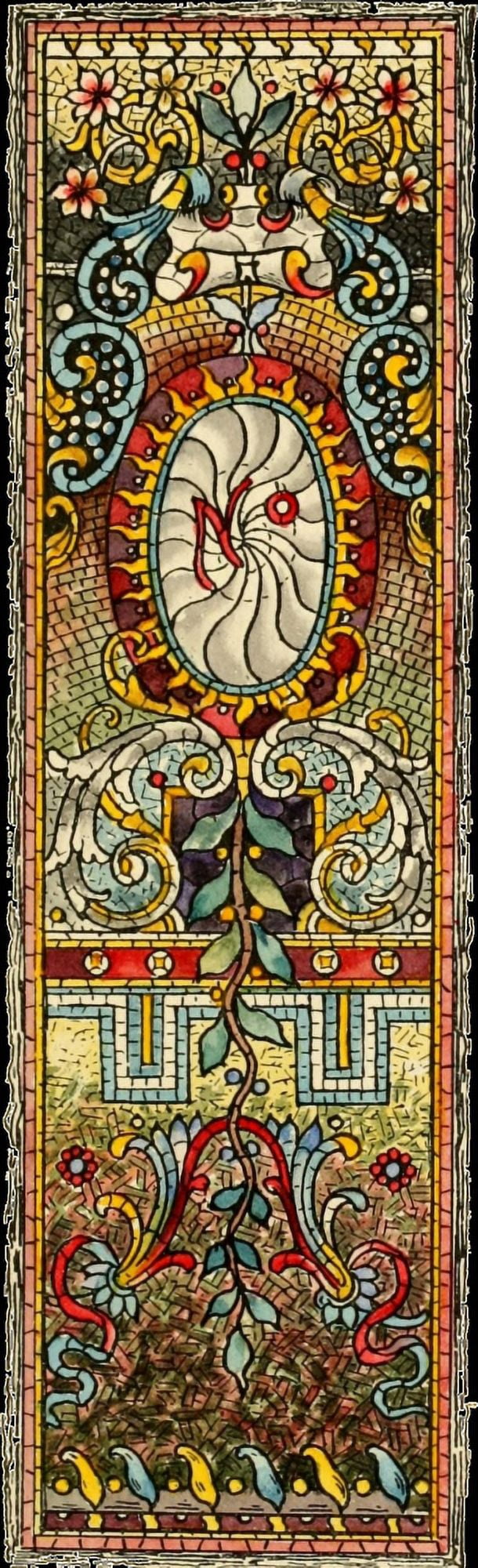 Belcher Mosaic Glass 1886 2a Canvas Art - Alfred Pilgrim (24 x 36)