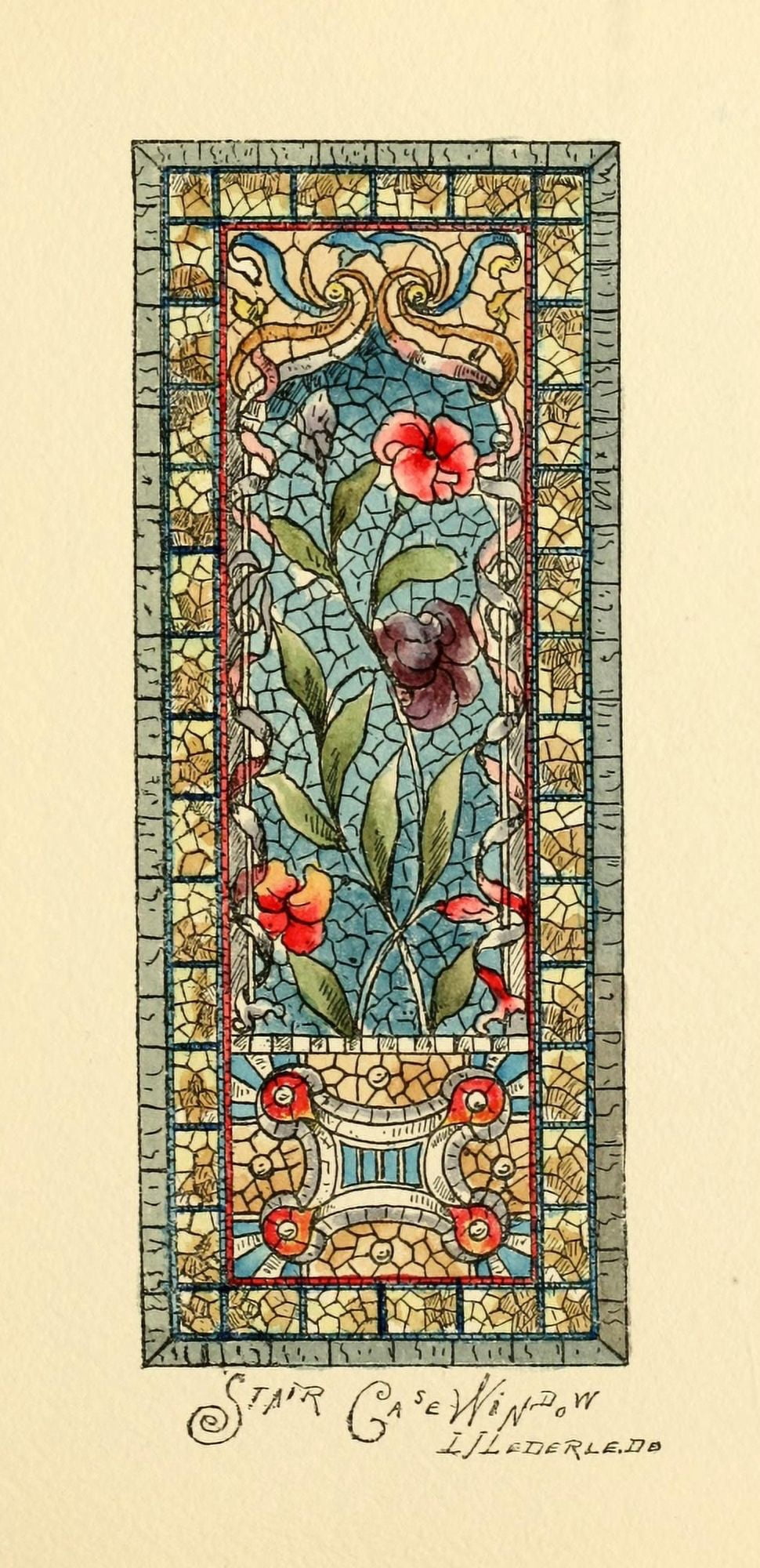 Belcher Mosaic Glass 1886 3 Canvas Art - LJ Lederle (24 x 36)