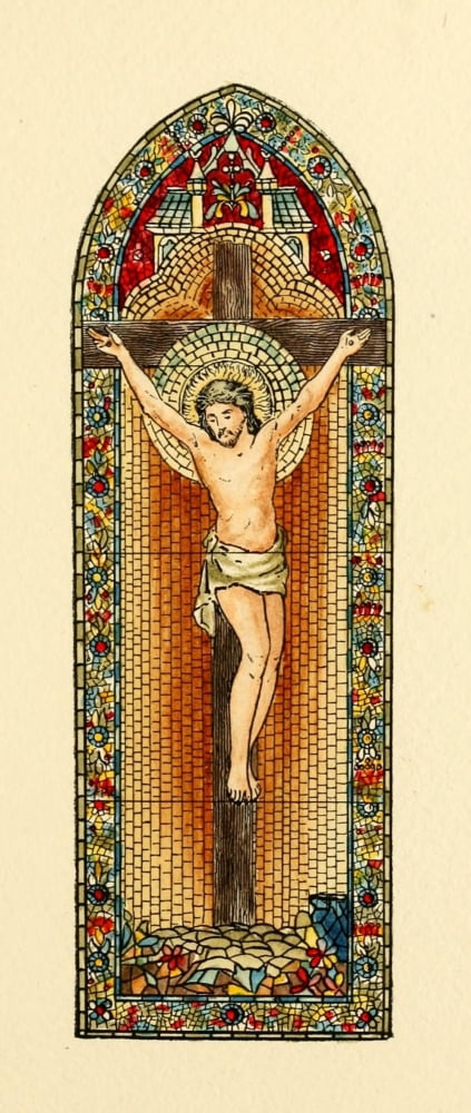 Belcher Mosaic Glass 1886 Christ on Cross window Canvas Art - Fr Verheyden (18 x 24)