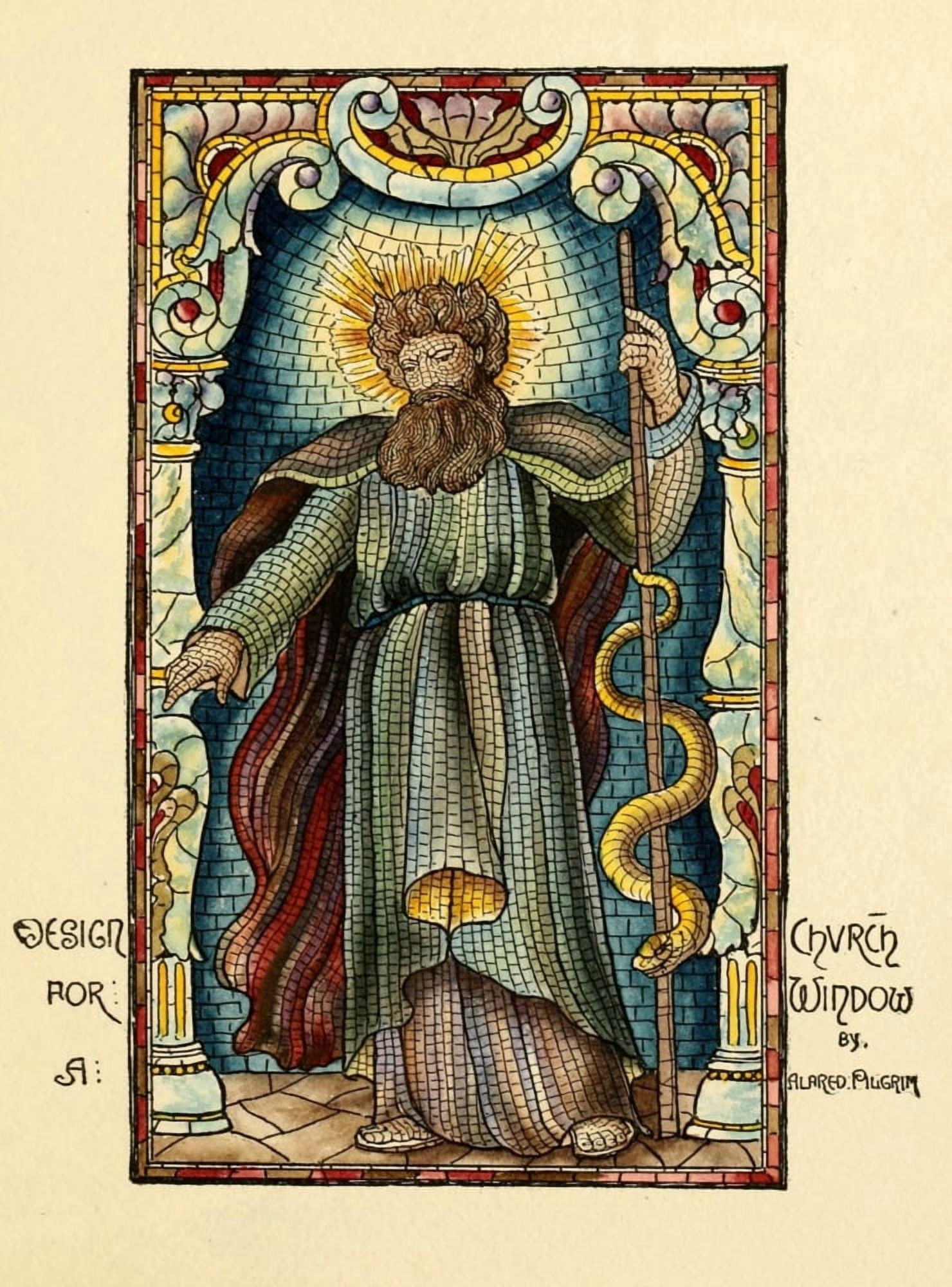 Belcher Mosaic Glass 1886 Church window design Canvas Art - Alfred Pilgrim (18 x 24)