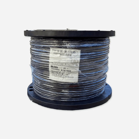 Belden 533945 RG6 Coaxial 18AWG Solid Copper 1000ft PVC Black Cable
