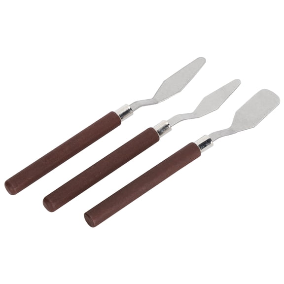 BOKYAN 3pcs Palette Knife Stainless Steel Spatula Painting Tool for Oil Painting Clay Sculpture - Premium Art Palette Knives Set for Mixing Color, Wood Handle, 6.69 inches / 17 cm Length