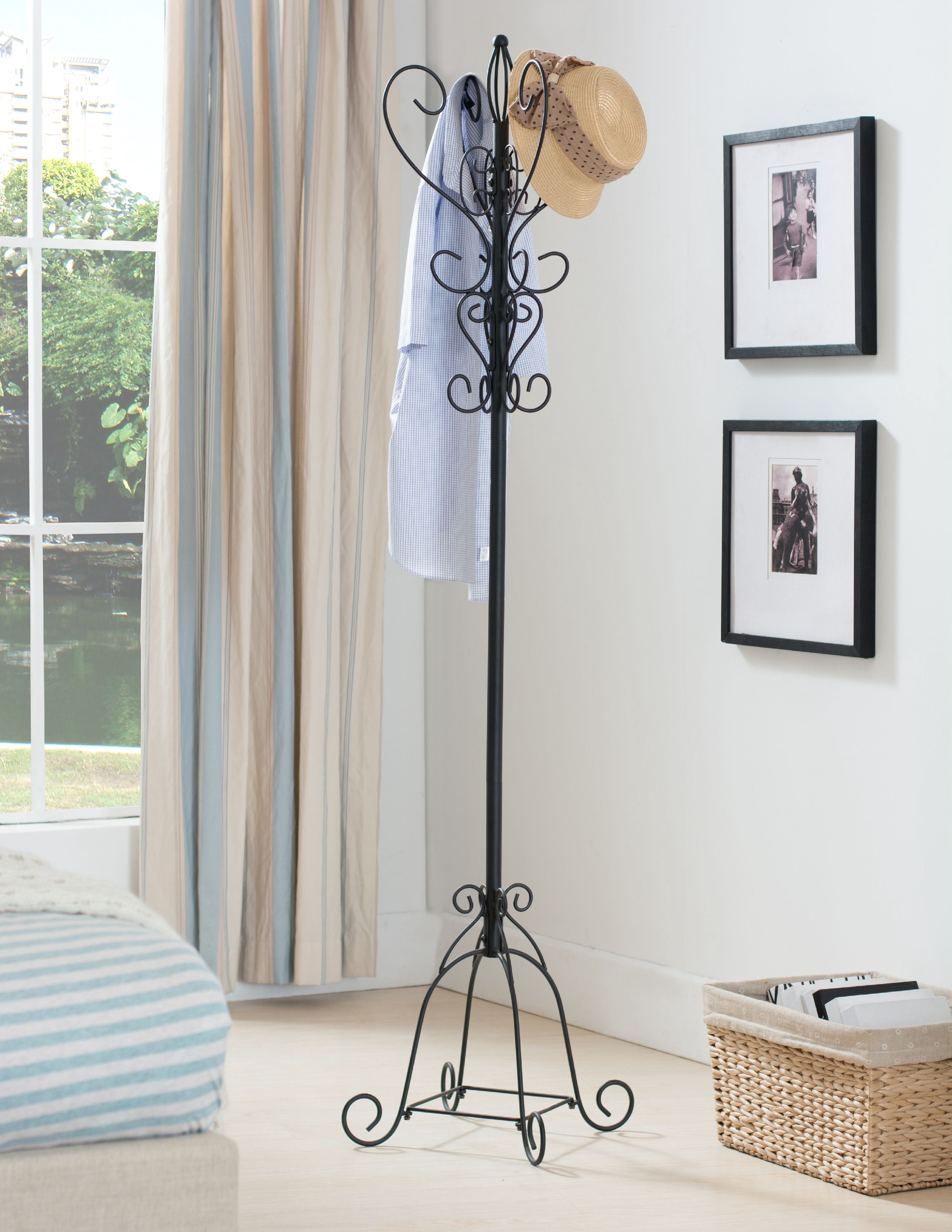 Pilaster Designs Beldene 12-hook Metal Coat and Hat Rack in Black ...