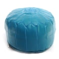 thumbnail image 1 of BeldiNest Moroccan Genuine Leather Pouf Ottoman – Pre-Filled, Handmade, Round Ottoman, Bohemian Footstool, Perfect Home Ottoman Footrest, Size: D20" H14"- Turquoise, 1 of 7