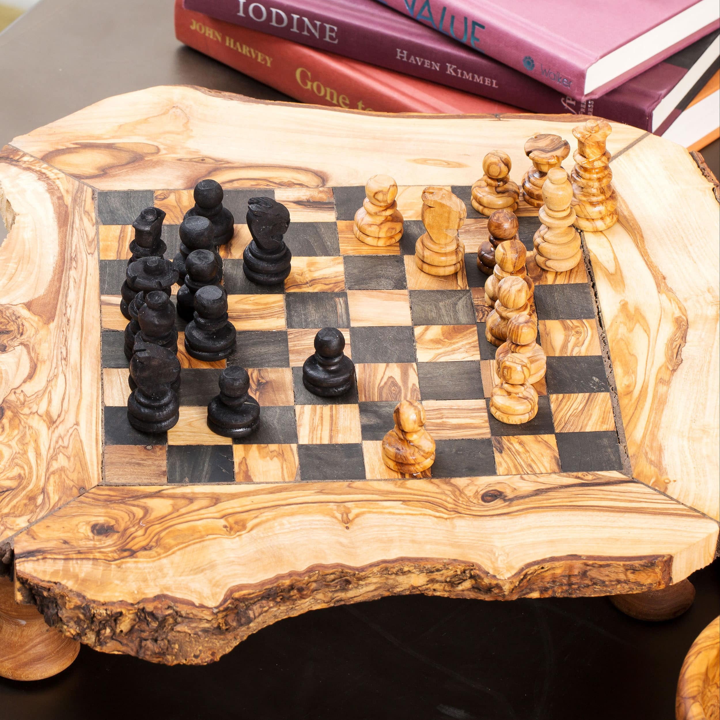 Beldinest Rustic Red Olive Wood Chess Set- Luxury Edition 