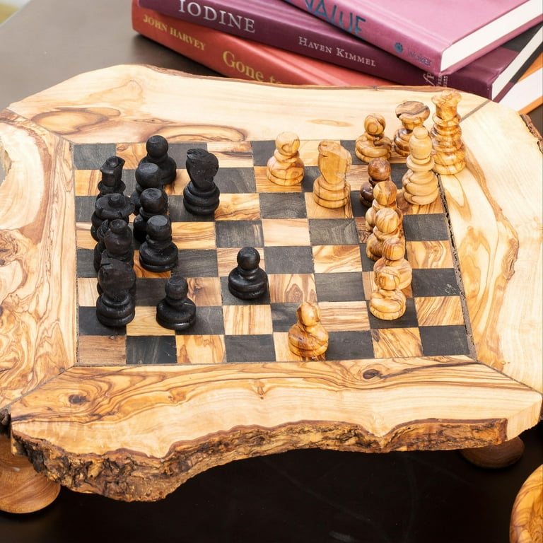 Beldinest Handmade Large Olive Wood Chess Board Set (Tunisia) 