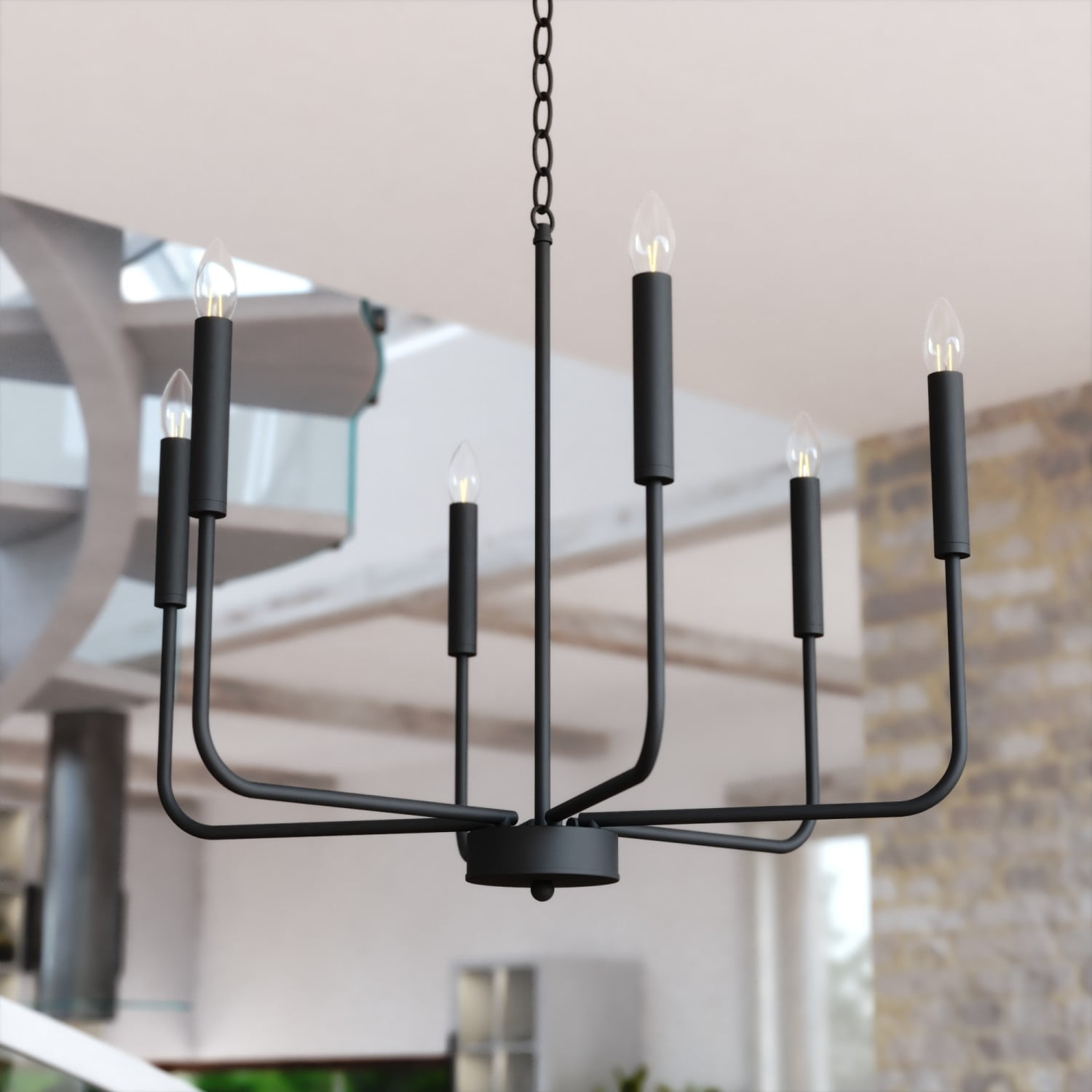 Belden 26" Black Metal 6-Light Candelabra Chandelier
