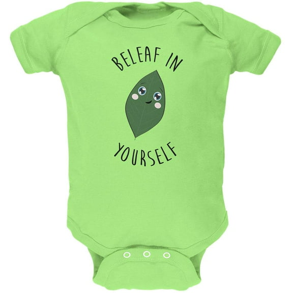 Beleaf Believe in Yourself Pun Soft Baby One Piece Key Lime 12 Month