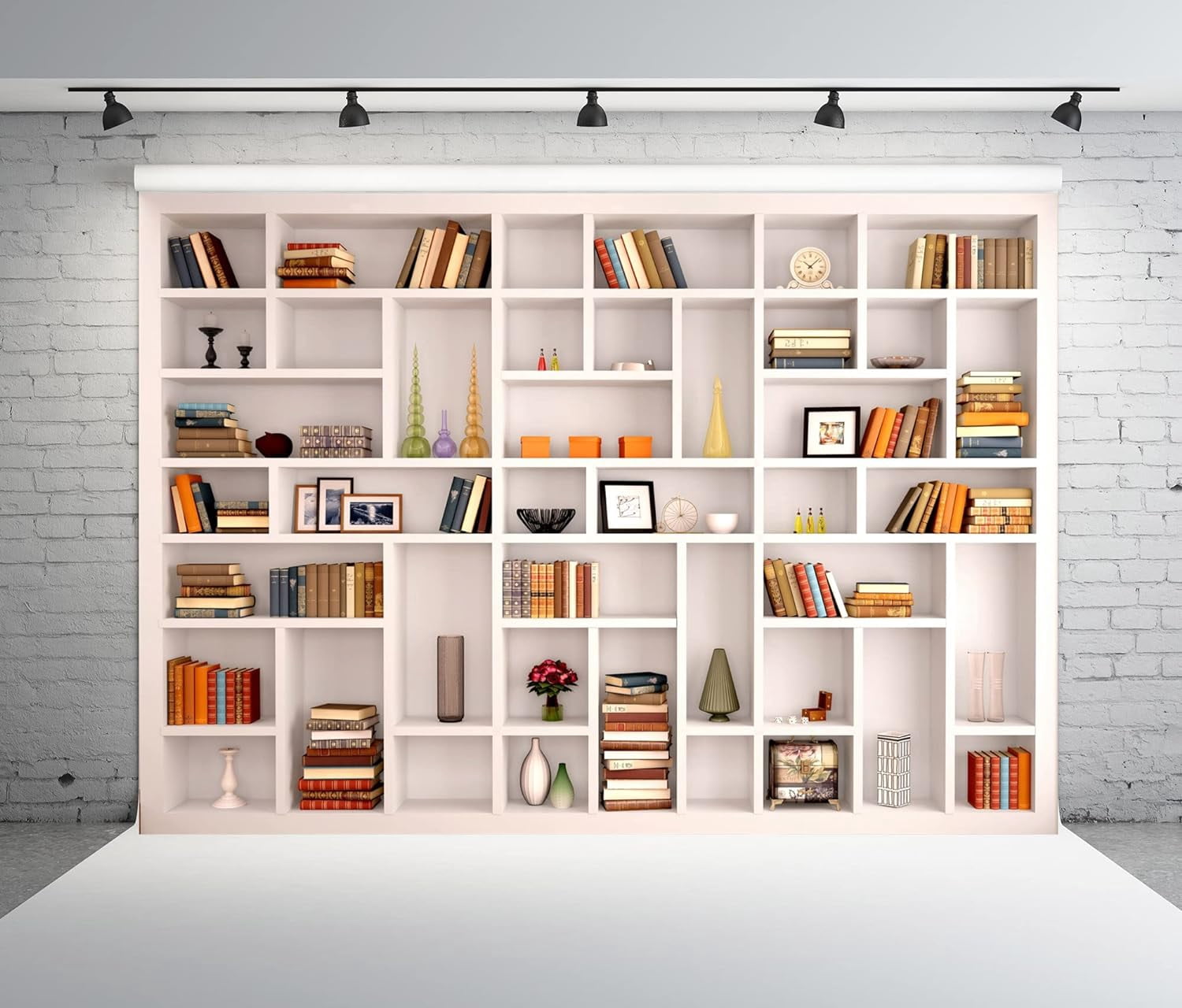 Bookcase Backdrop For Performance Beleco 7X5Ft (Approx. 2.1X1.5M) Fabric White Bookshelf Photography ...