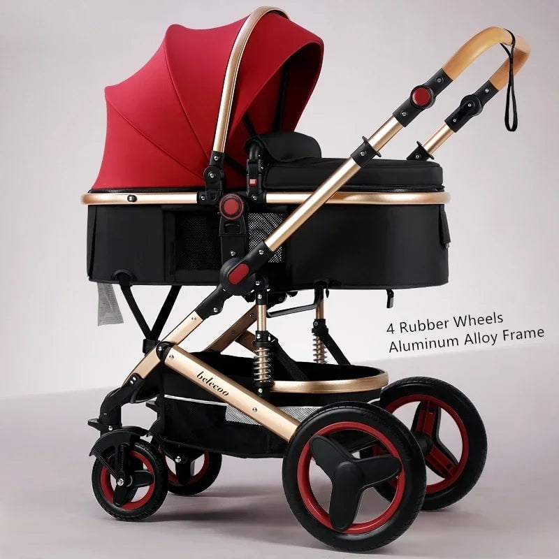 Belecoo Lightweight Luxury Baby Stroller 3 in 1 Portable High Landscape