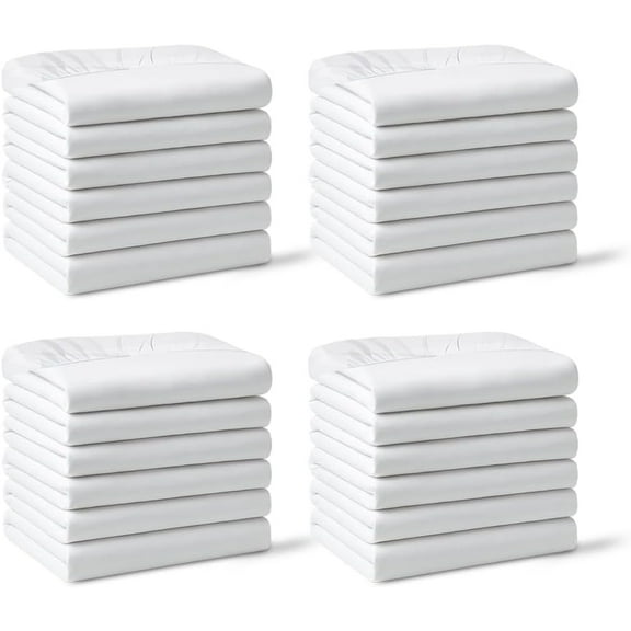 Belem Queen Fitted Sheets - Pack of 24 - Shrinkage & Fade Resistant Hotel Top Sheets - Soft Brushed Microfiber Fabric - Bulk Sheets for Hotels, Airbnb & Vacation Rentals
