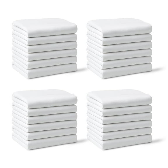 Belem Twin Flat Sheets - Pack of 24 - Shrinkage & Fade Resistant Hotel Top Sheets - Soft Brushed Microfiber Fabric - Bulk Sheets for Hotels, Airbnb & Vacation Rentals