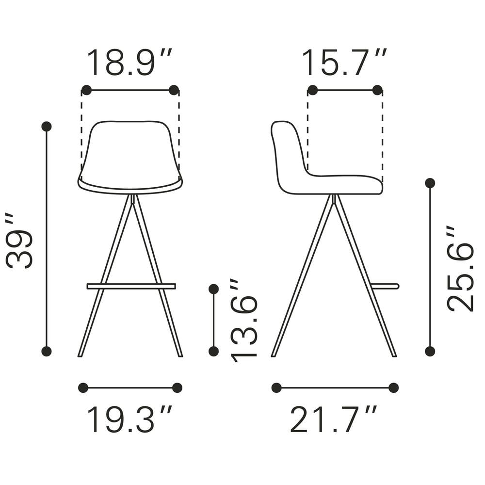 Set Of Two 39" White And Black Steel Low Back Counter Height Bar Chairs With Footrest