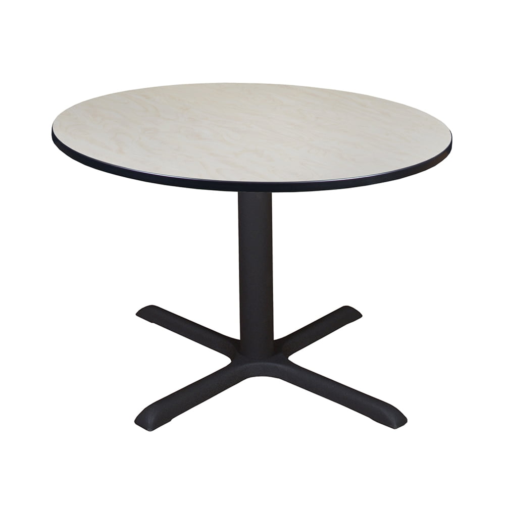 Cain 48" Round Maple Laminate Dining Table with Black Steel Base