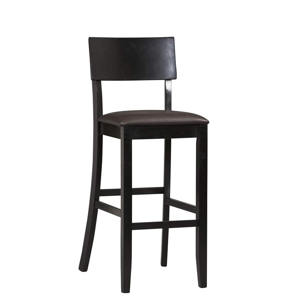 Torino 31" Solid Back Black Wood and Faux Leather Barstool