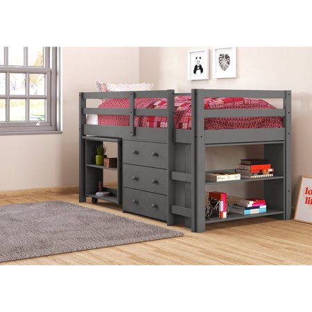 Belen Kox Twin Low Loft Includes Desk, Chest & Bookcase