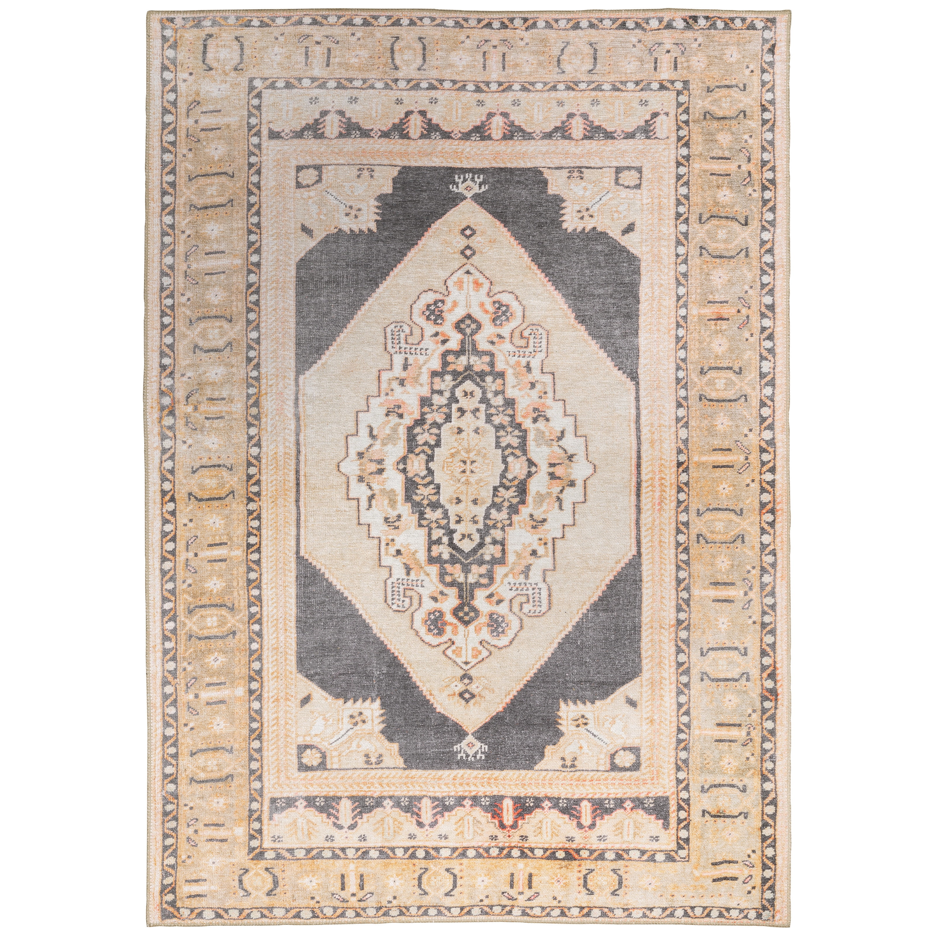 Belen Traditional Oriental Area Rug, Gold/ Charcoal, 5' x 8'