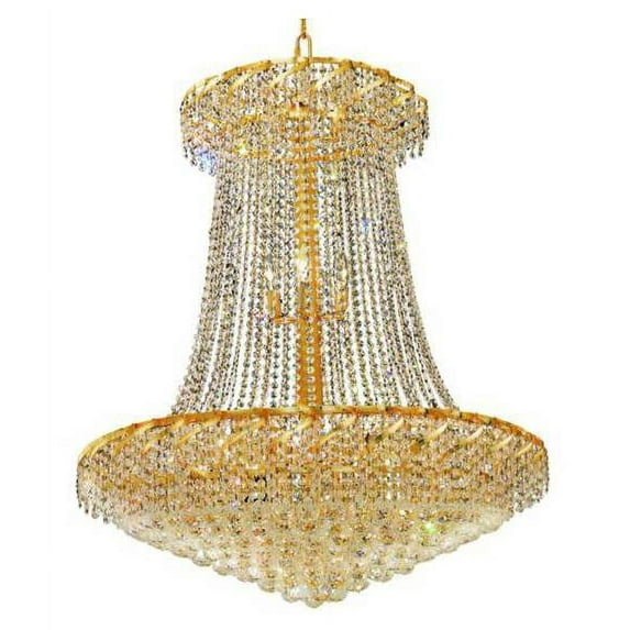 Belenus Collection Chandelier D:36in H:42in Lt:22 Gold Finish (Royal Cut Crystals)