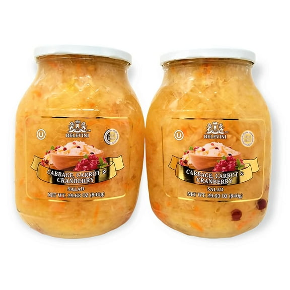 Belevini Tasty Cabbage, Carrot & Cranberry 29.63 Oz, Vegan, Non-GMO, Gluten-Free and Kosher Pack of 2
