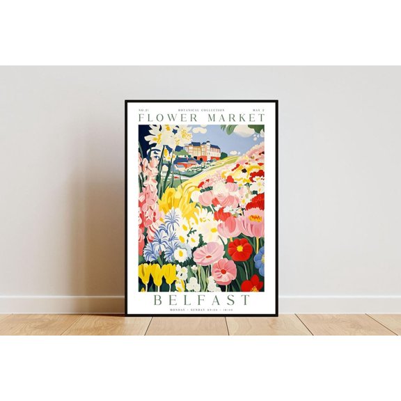 Belfast Flower Market Poster, Yellow Flower Print, Unframed Paper Poster 8x10in