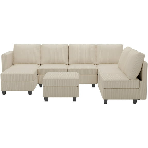 Belffin 107.8"Dx 78.3"W x 35.9"H Corduroy Modular Sectional Sofa , Sectional Couch For Living Room With Storage,Green