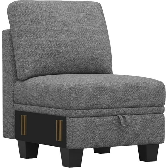 Belffin 22.8” Single Seat Module with Storage for Modular Sectional Sofa Couch. Light Grey.