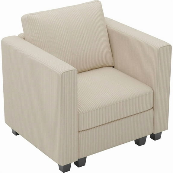 Belffin 34.6"D x 29.5"W x 35.11"H Corduroy Modular Sectional Sofa , Sectional Couch For Living Room With Storage,Beige