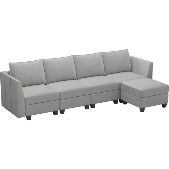 Belffin 5 pieces Chenille Modular Sectional Sofa Sectional Sleeper Sofa Washable Cushion with storage for Living Room,Grey