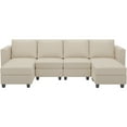 thumbnail image 1 of Belffin 53.9"D x 107.8"W x 35.9"H Corduroy Modular Sectional Sofa , Sectional Couch For Living Room With Storage,Beige, 1 of 8