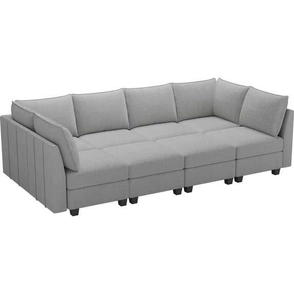 Belffin 8 pieces Chenille Modular Sectional Sofa Sectional Sleeper Sofa Washable Cushion with storage for Living Room,Beige