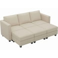 thumbnail image 1 of Belffin 83.4"Dx 53.9"W x 35.9"H Corduroy Modular Sectional Sofa , Sectional Couch For Living Room With Storage,Beige, 1 of 9