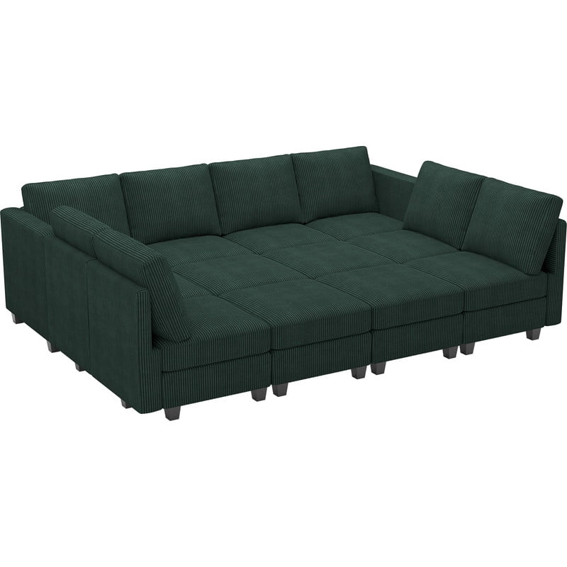 Belffin 88.5"D x 107.8"W x 35.9"H Corduroy Modular Sectional Sofa , Sectional Couch For Living Room With Storage,Green