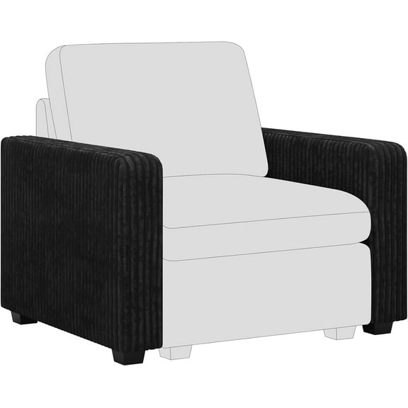 Belffin Armrest for Modular Sectional Sofa Modular Couch Armrest Part for Corduroy Sectional Couch Black