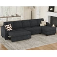 thumbnail image 1 of Belffin D125.8"xW52.8"xH36.4" Chenille Modular Sofa Sectional Sofa With Pull Out Bed, Armrests With Cup Holder Removable Cover Modular Sectional Sleeper Sofa With Storage For Living Room,Dark Grey, 1 of 7