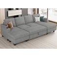 thumbnail image 1 of Belffin D52.8"xW103"xH36.4" Chenille Modular Sofa Sectional Sofa With Pull Out Bed, Armrests With Cup Holder Removable Cover Modular Sectional Sleeper Sofa With Storage For Living Room, Grey, 1 of 10