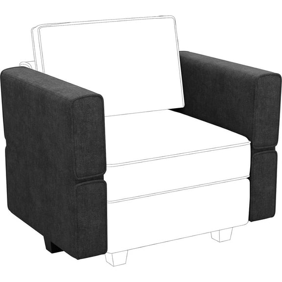 Belffin Fabric Modular Sectional Sofa Armrest Backrest Module Couch Side Sectional Part Armrest/Backrest Black